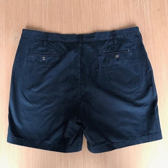 Men's Nautica Navy Blue Chino Flat Front Shorts - Picture 7 of 9